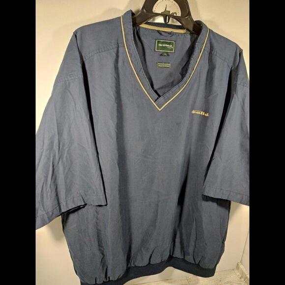 Bolle' Golf Pullover Windbreaker Mens XL V-Neck Blue Pockets Short Sleeve - Picture 2 of 5